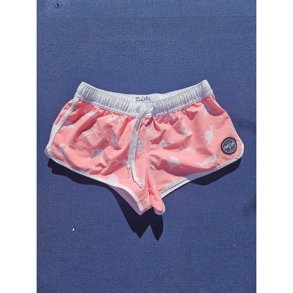 Salt Life Women's Pink Swim Shorts with Fish Print